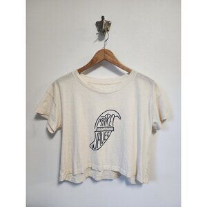 Surfrider off white logo short sleeve crop T-shirt S